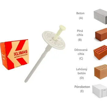 Hmoždinka KLIMAS Wkret-met FIXPLUG Talířová hmoždinka s plastovým trnem Ø8 mm 190 mm - 200 ks