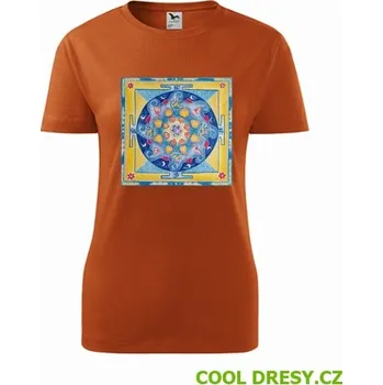 Dámské tričko Tričko s mandalou 2 dámské - Barva: oranžová, Velikost M