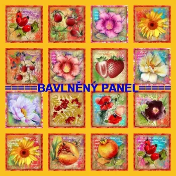 Panel bavlna - sada motivů-133-76 KVĚTINY, BYLINKY