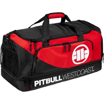 Sportovní taška PitBull West Coast - velká sportovní taška LOGO 2 TNT černočervená