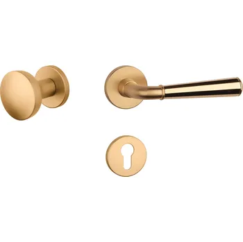 Dveřní kování ASM - MARIGOLD 2 - R 7S rozety PZ, koule/klika pravá OLS/OLV - Mosaz broušená / mosaz leštěná lakovaná