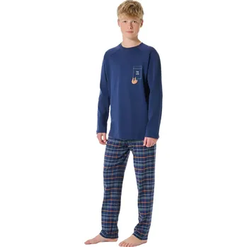 Chlapecké pyžamo Bavlněné chlapecké pyžamo 183154 tm.modrá velikost 164