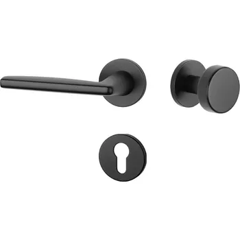 Dveřní kování AT - LUNA - R 7S rozety PZ, koule/klika levá BS - Černá matná
