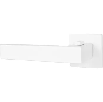 Dveřní kování TI - SQUARE - HR 4275Q 7S s uzamykáním 38 - 45 mm, bez spodní rozety, klika/klika s uzamykáním levá WS - Bílá matná (152)