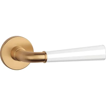 Dveřní kování ASM - MARIGOLD 2 - R 7S klika/klika, bez spodní rozety OLS/WS - Mosaz broušená / bílá matná