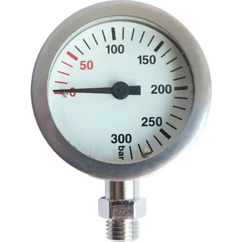Manometr potápěčský JTLine 0-300 bar, 63 mm, nerez, zadní pojistka