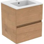 Ideal Standard Eurovit Skříňka s umyvadlem, 55x50x44 cm, 2 zásuvky, přírodní dub