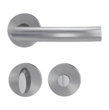 Dveřní kování GK - LORITA PROF - R klika/klika, rozety WC BN - Broušená nerez (71)