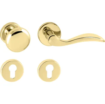 Dveřní kování TI - LEA - R 1948 rozety PZ, koule/klika pravá OLV - Mosaz leštěná lakovaná (01)