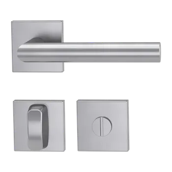 Dveřní kování GK - LUCIA SQUARE - HR rozety WC, klika/klika BN - Broušená nerez (71)