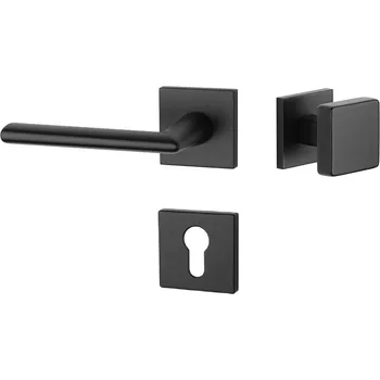 Dveřní kování AT - PRIMULA - HR 7S rozety PZ, madlo/klika levá BS - Černá matná