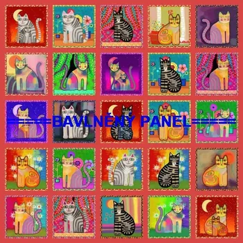 Panel bavlna - sada motivů-133-84 KOČIČKY