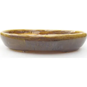 Květináč Keramická bonsai miska 13 x 10 x 2,5 cm žlutá 1395-M24-5140