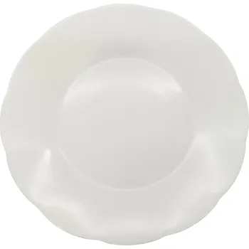 Talíř TALÍŘ TALÍŘEK DEZERTNÍ BÍLÝ KERAMICKÝ S VLNKOVKOU 20 CM