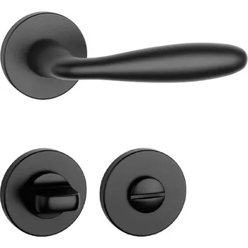 Dveřní kování AT - VERBENA - R 7S klika/klika, rozety WC BS - Černá matná