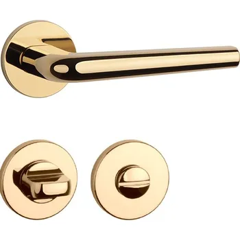 Dveřní kování AT - FUNKIA - R 7S klika/klika, rozety WC OLV PVD - Mosaz leštěná lakovaná PVD