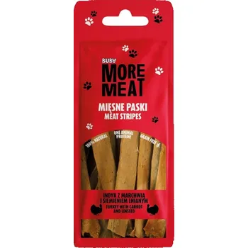 Pamlsek pro psa BUBA - More Meat - Masové Pásky - Krůta s mrkví a lněným semínkem - 70g