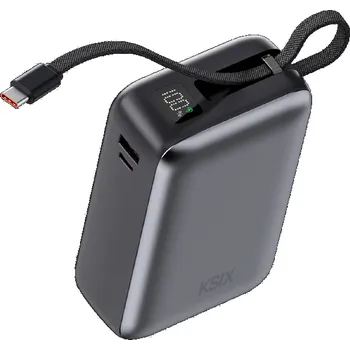 Powerbanka Ksix Powerbanka 30 000 mAh, s integrovaným kabelem USB-C, Fast Charging PD, 65 W
