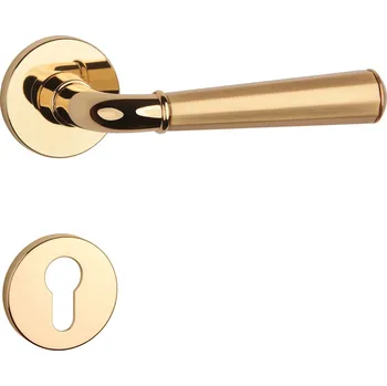 Dveřní kování ASM - MARIGOLD 2 - R 7S klika/klika, rozety PZ OLV/OLS - Mosaz leštěná lakovaná / mosaz broušená