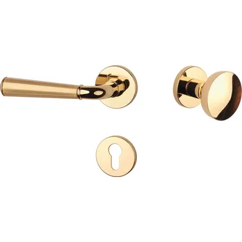 Dveřní kování ASM - MARIGOLD 2 - R 7S rozety PZ, koule/klika levá OLV/OLS - Mosaz leštěná lakovaná / mosaz broušená