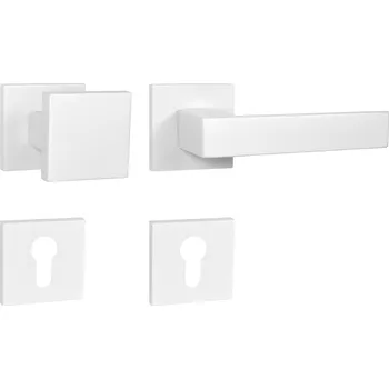 MPK - HIT - HR SQ6 rozety PZ, madlo/klika pravá WS - Bílá matná