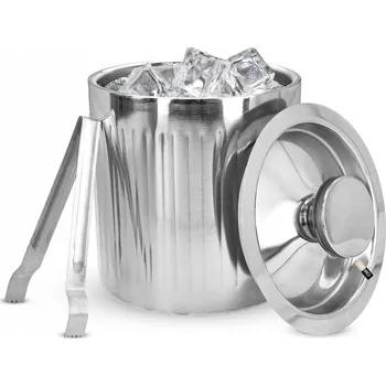 Nádoba na led Nádoba na led, ocelové vědro s víkem a kleštěmi na kostky ledu, 1,7 l