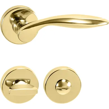 Dveřní kování TI - CLAUDIA - R 1938 klika/klika, rozety WC OLV - Mosaz leštěná lakovaná (01)
