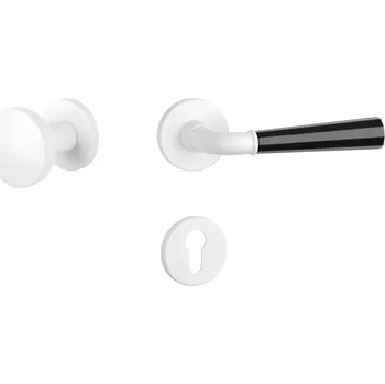 Dveřní kování ASM - MARIGOLD 3 - R 7S rozety PZ, koule/klika pravá WS/BS/WS - Bílá matná / černá matná / bílá matná