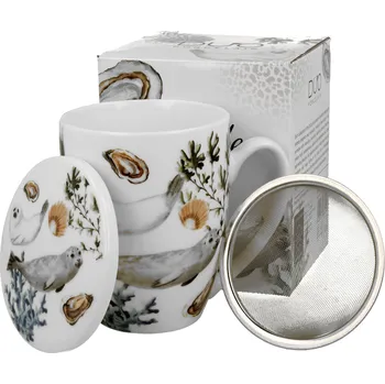 DUO porcelain DP - Porcelánový hrnek se sítkem a víčkem Tuleň - 360 ml