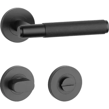 SH - OVAL - R 1741 PRO 8 MM klika/klika, rozety WC BS - Černá matná