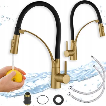 Vodovodní baterie Kuchyňská stojánková baterie APKOMFORT COLLOR černá, zlatá