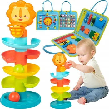 Hračka pro nejmenší Montessori Manipulační Tabule Skluzavka Věž s Míčky pro Miminko