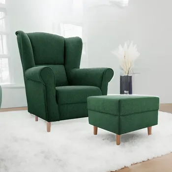 Sedací souprava IDZ Sedací souprava: Křeslo LOFT 1 + taburet LOFT, Tmavá zelená Avra 12