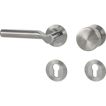 Dveřní kování MPK - MARENA - R 3SM rozety PZ, koule/klika levá BN/LN - Broušená nerez / leštěná nerez