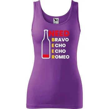 Dámské tílko s potiskem Need beer Velikost: XL, Barva: Fialová