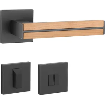 Dveřní kování AS - IMPERATA - HR 7S rozety WC, klika/klika BS - Černá matná / dřevo dub