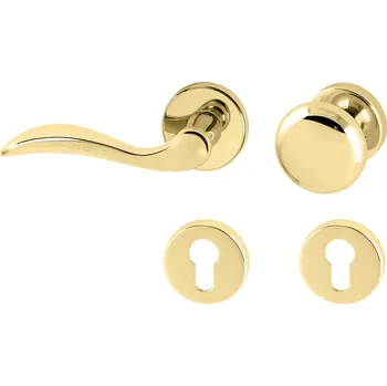 Dveřní kování TI - LEA - R 1948 rozety PZ, koule/klika levá OLV - Mosaz leštěná lakovaná (01)