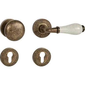 MPK - LEONTINA - R rozety PZ, koule/klika pravá OBA - Antik bronz