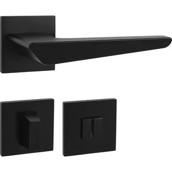 Dveřní kování TI - TIGA - HR 4154Q 5S rozety WC, klika/klika BS - Černá matná (153)