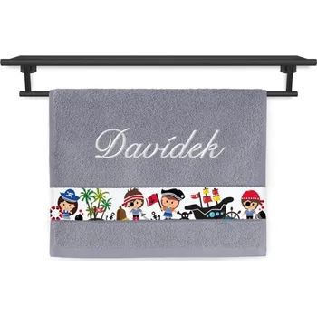 Dětský ručník se jménem NA PŘÁNÍ 30x50 Piráti středně šedá