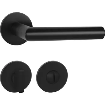 Dveřní kování TI - FAVORIT - R 2002 5S klika/klika, rozety WC BS - Černá matná (153)