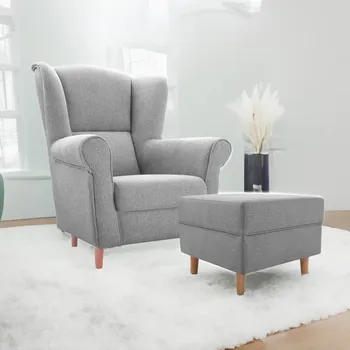 Sedací souprava IDZ Sedací souprava: Křeslo LOFT 1 + taburet LOFT, Světlá šedá Avra 16