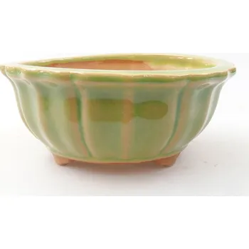 Květináč Keramická bonsai miska 11 x 11 x 5 cm zelená 1377-M25-4748