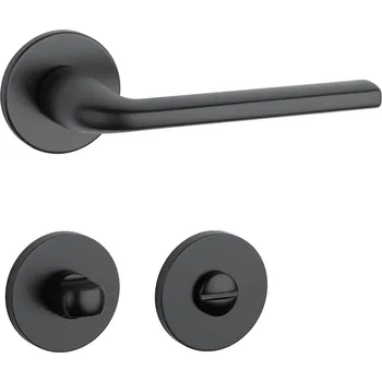 Dveřní kování AT - OLEANDRO - R 7S klika/klika, rozety WC BS - Černá matná