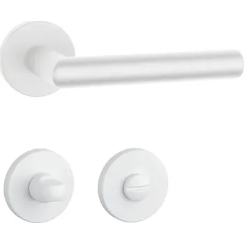 Dveřní kování AT - ARABIS - R 7S klika/klika, rozety WC WS - Bílá matná