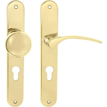 MPK - LAURA PZ otvor pro vložku, 90 mm, koule/klika pravá OLV - Mosaz leštěná lakovaná