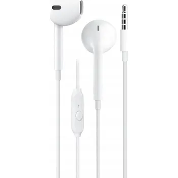 Sluchátka SLUCHÁTKA DO UŠÍ DRÁTOVÁ JACK 3.5MM BÍLÁ MIKROFON TLAČÍTKO HLASITOSTI BASS