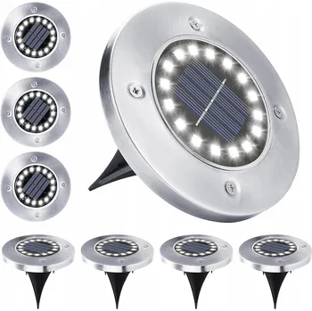 Venkovní osvětlení SOLÁRNÍ LED SVĚTLA ZÁPUSTNÉ DISKY x8 ZAHRADNÍ ZAPICHOVACÍ S ČIDLEM