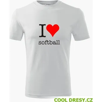 Pánské tričko Tričko I love softball - Barva: bílá, Velikost M