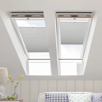 Roleta Roleta Plisé na střešní okna Neprůhledná, Světle šedá, P 10459P Strana ovládání_barva profilu_ALZA: Bílý profil, Montáž_ALZA: Vrtání s vodícími lištami, Šířka_x_Výška_ALZA: 59 x 98 cm